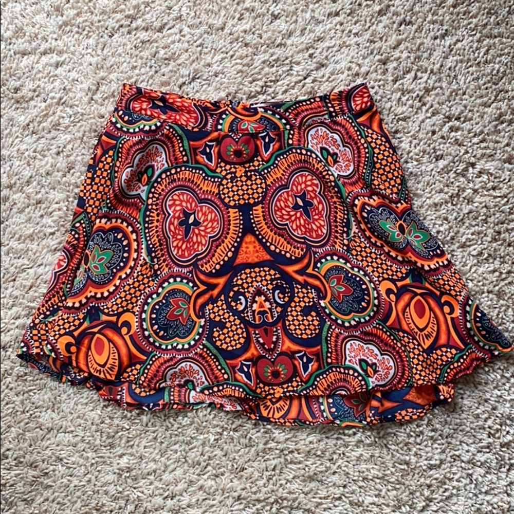 Retro print skater skirt